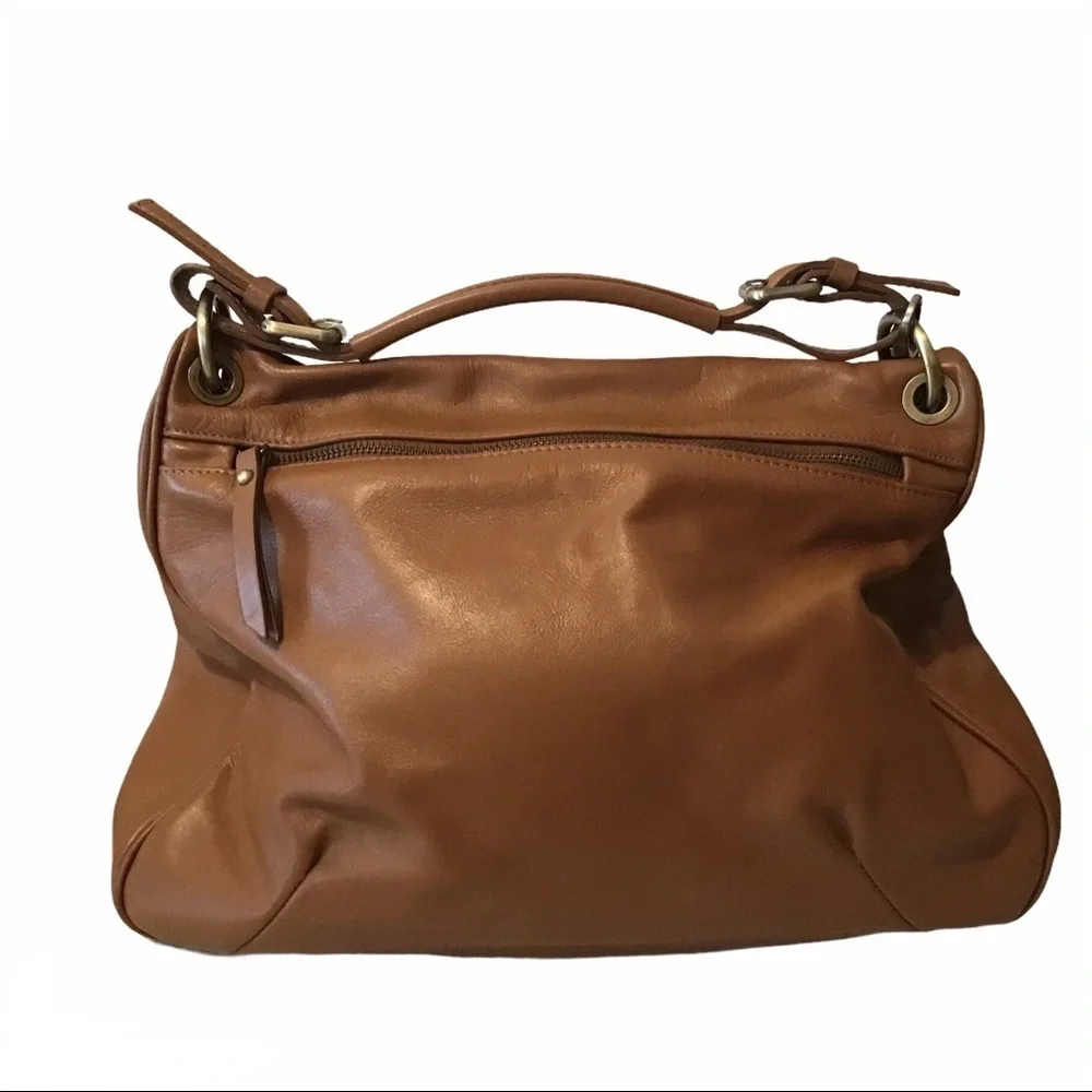 Pulicati Italian Leather Camel Color Handbag - Picture 4 of 13